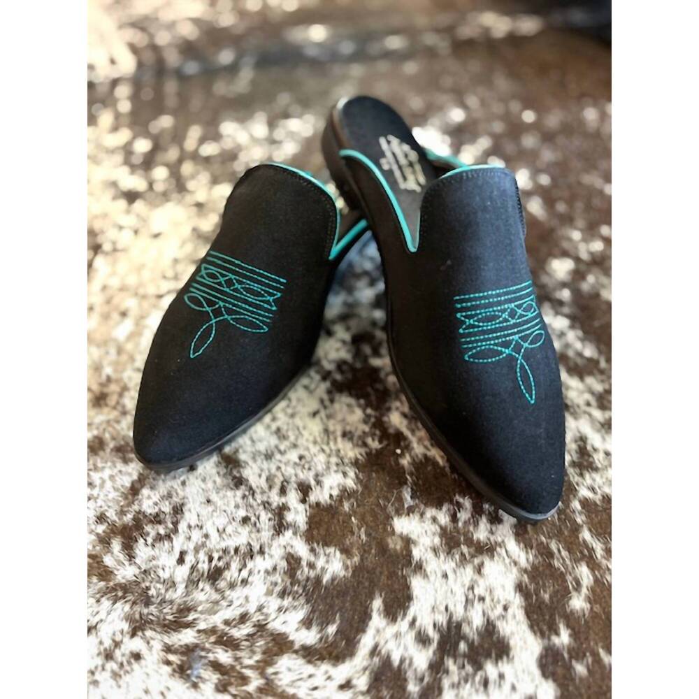 NEW AGAVE SKY women's classic mule in black/turquoise